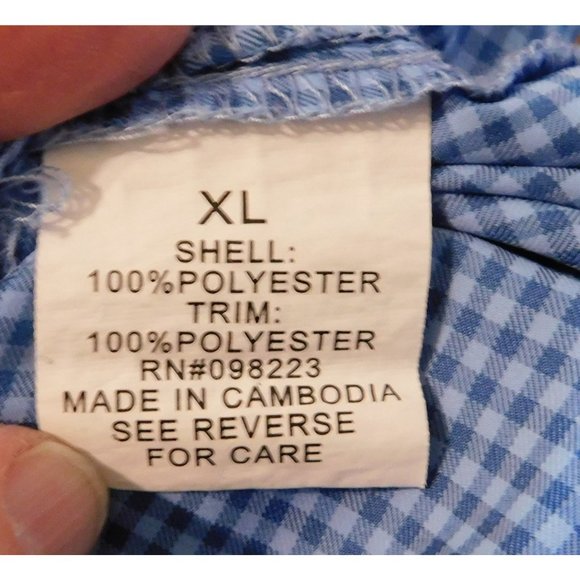 Magellan Fish Gear Shirt XL Blue Small Check Moisture Wicking Short Sleeves - Picture 7 of 7